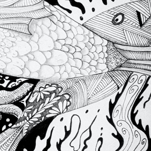 Fish ink pen drawing