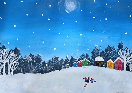 Snowy Scene in Acrylic paint