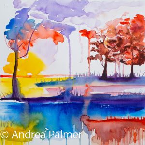 A watercolour painting in multi colours