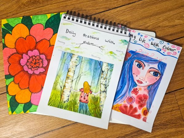 Art journal paintings and sketch books